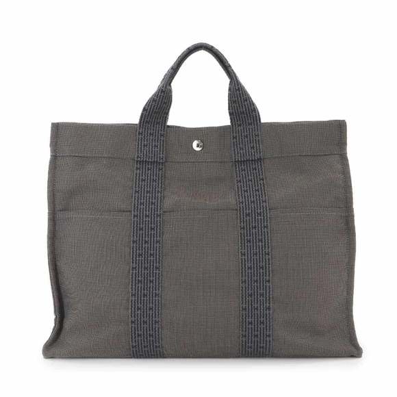 Hermes Hermès Herline MM Tote Bag, Gray Canvas with Silver Hardware - Picture 1 of 9